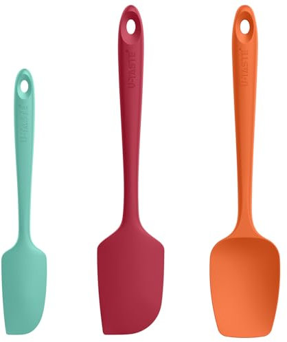 U-Taste Spatule en Silicone Lot de 3: 315℃ Résistant à la Chaleur Maryse sans Bpa, Grattoir Marise de Cuisine en Caoutchouc Souple et sans BPA pour Ustensiles de Cuisine Antiadhésifs(Coloré)