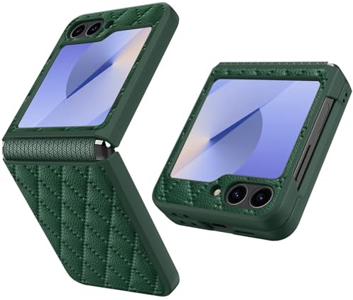 MiRowy for Samsung Galaxy Z Flip 6 5G Phone Case with Back Screen Protector & Hinge Protection, Foldable Premium PC Cover, Shockproof Protective Case for Galaxy Z flip 6 2024 - Green