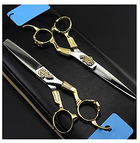 TFYSFSHN 6-Zoll-Friseurschere, Vintage-Goud, Friseurschere, Effilierschere, Friseurschere, Haarschneideschere (Farbe: Effilierschere) (Set mit Tasche B)