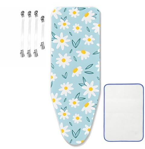 Bügelbrettbezug für Dampfbügelstation, geeignet für Bügelbrett von 30–45 cm x 110–125 cm, mit 4 Spannern, 1 Bügeltuch