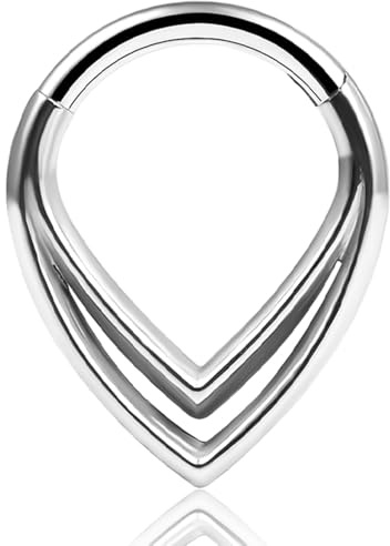 Vankula Septum Clicker Hinged Segmentring 316L Edelstahl 8mm 10mm 16g Nasenpiercing Ring Cartilage Rook Daith Tragu Piercing Schmuck für Frauen und Männer Gold Silber