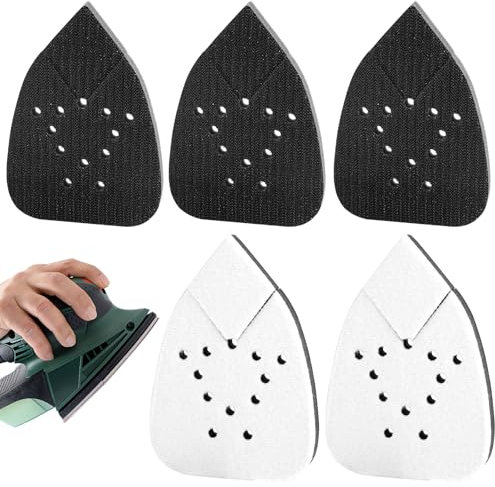 5pcs Detail Sanding Interface Pad Hook And Loop, 12 Holes Sponge Triangle Sander Replacement, Sandpaper Backing Pad for Grind Evenly Accessories