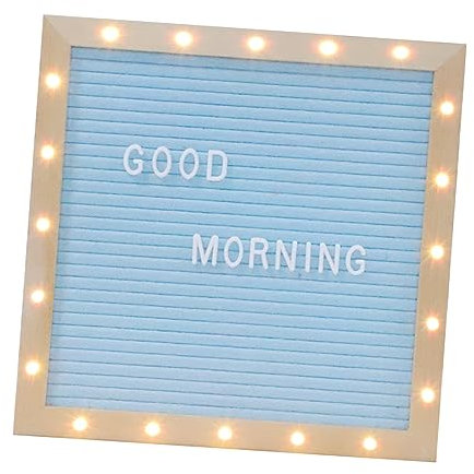 STOBOK Praktisches Holz-mitteilungsboard Mit Led-licht Filz-oberfläche Und Buchstaben- Multifunktionales Dekoratives Nachrichtentafelschild Für Büro Wohnbereich Hellblau