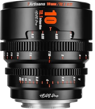 7artisans 10mm T2.1 Cine Lens APS-C fixed focus film lens wide angle, large aperture for M43-Mount,black