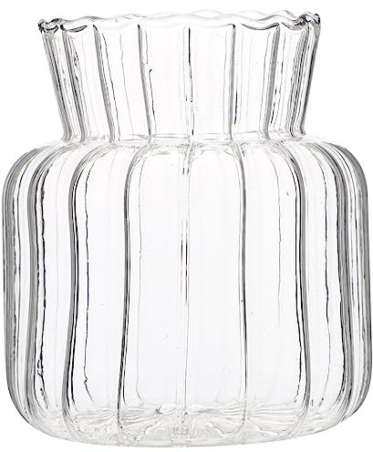 ULDIGI Blumenvase Aus Glas Gestreifte Dekorative Vase Pflanzenvase Für Hydrokultur Transparent Langlebig