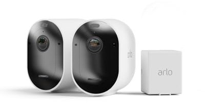Arlo Pro 5 2K + Batterie Rechargeable, Caméra de Surveillance WiFi Extérieure sans Fil,Batterie Rechargeable Longue durée, Vision Nocturne Couleur Avancée Essai Secure Inclus, 2 Caméras Blanc