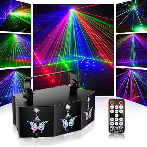 Disco Party Lights with Remote Control, 20W Sound Activation DJ Party Strobe Lights, 150° Beam, 9 Pcs LED Stage Effects Exceptional for Home Birthday Wedding and Karaoke Parties Indoor Projector
