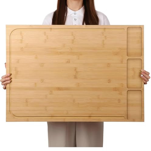 Copri fornelli in bambù con bordo di arresto, multifunzione, in legno, tagliere, piedini di supporto regolabili, piastra di copertura per piani cottura, 75 x 54 x 10 cm