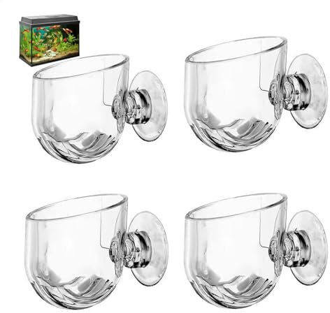 4PCS Aquarium Plant Pots with Suction Cup, 1.5in / 1.9 in Clear Aquarium Plant Holder, Plant Holder for Fish Tank, Crystal Aquatic Plant Cups, Fish Tank Accessory Aquarium Decoration