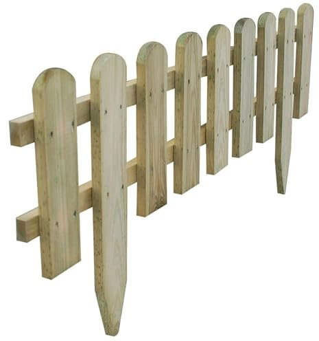 HMIR Wooden Picket Fence Panels – Freestanding Natural Wood Garden Edging for Lawn, Backyard, and Landscaping, Natural Wood Freestanding Picket Panels, Garden Edging Fence (1)