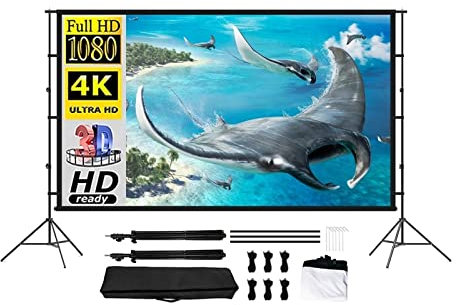 Schermo per proiettore esterno, Staffa for treppiede doppio for esterni Seta del latte ispessita Convenienza domestica Schermo pieghevole for proiettore HD da 100 120 pollici con(120 inch)