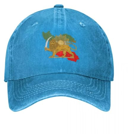 DLERFLOVR Iran Persien Karte & Flagge Baseballmütze Vintage Personalisierter Patriot Basecap Kappe 100% Baumwoll Kappe, Verstellbar Atmungsaktiv Baseballcap Draußen Sportlicher Kappen Hüte
