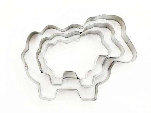 Selecto Bake 3 Pieces of Farm Sheep, Lamb Cutters Set Stainless Steel Cookie Stamps Sandwich Cutter Fondant Cake Mould Biscuit Press