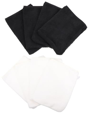 Ipetboom 8Pcs Facial Cleaning Gloves Fine Microfiber Makeup Remover Mitts for Gentle Pore Cleansing Soft Skin-friendly Washing Gloves in Black and White Bathroom Shower Use