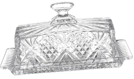 SHINEOFI Mantequera de Vidrio Rectangular con Tapa Soporte y Contenedor para Mantequilla Caja para Guardar Alimentos Frescos Cocina y Restaurantes
