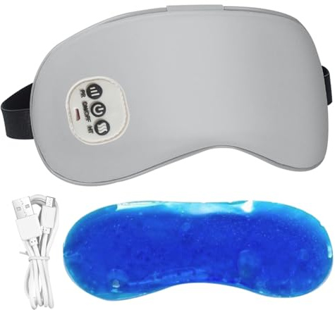 Maschera per occhi riscaldata per occhi secchi, maschera per calda vibrante in 3 modalità con raffreddamento, massaggiatore ricaricabile tramite USB caldo con timer da 15 minuti per s.