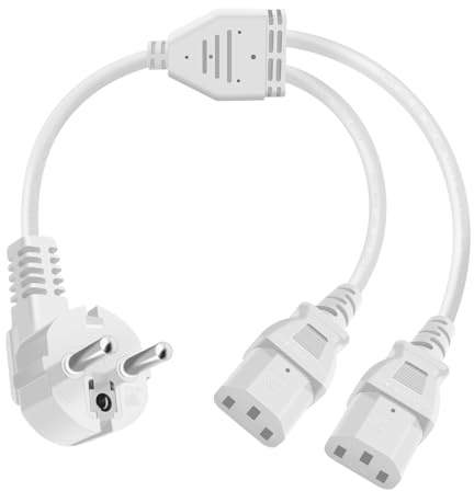 HuaLiSiJi Cavo Alimentazione PC Doppio 16A 250V Cavo Alimentazione IEC C13 Sdoppiatore C13 per Computer, Server, Router interruttori, Monitor (1 m)