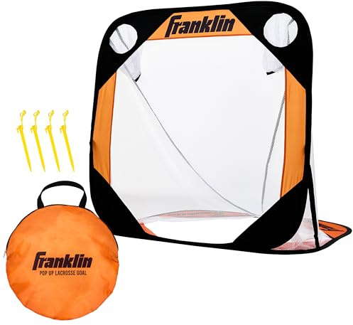 Franklin Sports Lacrosse Pop-Up-Tor für Jugendliche, 90 x 90 cm, tragbares Netz mit Tragetasche, Hinterhof-Übungsziel für Kinder, einfache Einrichtung mit Erdspießen, verbessert die Schießgenauigkeit