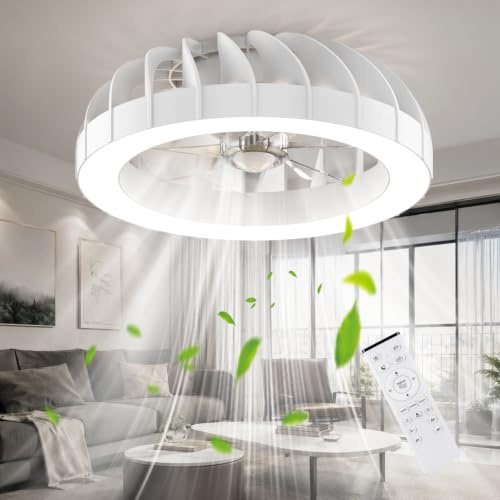Ateroll Deckenventilator mit Beleuchtung, Ø46CM RGB Deckenventilator mit Licht und Fernbedienung, 6 Windstufen 3000K-6500K Dimmbare LED Leise Timer Deckenlampe mit Ventilator für Schlafzimmer, Wohn