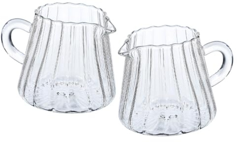 GALPADA Jarra de Vidrio para Espumar Leche de 200 Ml, Jarra Pequeña de Borosilicato Transparente con Vertedor Preciso, Adecuada para Café, Espresso y Arte Latte, Set de 2 Unidades para
