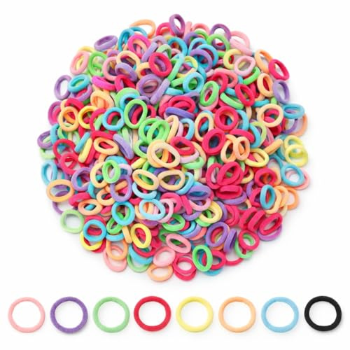 500 Pcs Baby Hair Bands, Multicolor Toddler Hair Bands Seamless Elastic HairBands BabyHair Ties 8 Colours Candy Colors for BabyGirls Kids Toddlers