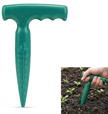 Gefaps Plantador de Jardín con Mango en T y Escala de Medición, Preciso Utensilio para Plantar para Bulbos de Flores, para Sembrar, Trasplantar y Aflojar, Ahoyador para Plantas de Jardín de Plástico