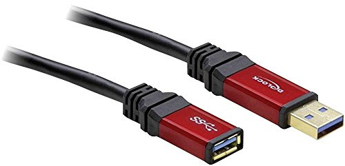 Delock Verlängerungskabel USB 3.0 Typ-A Stecker > USB 3.0 Typ-A Buchse 3 m Premium, 82754, Rot, Schwarz