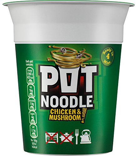 Pot Noodle Chicken & Mushroom vegetarian noodles Standard quick to make noodles 90 g
