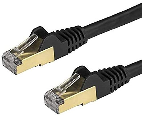 StarTech 1m CAT6a Ethernet Cable - 10 Gigabit Shielded Snagless RJ45 100W PoE Patch Cord - 10GbE STP Network Cable with Strain Relief - Black - UL, TIA (6ASPAT1MBK) | 100W PoE delivery, Gold-plated RJ45, Patch Cable, Ethernet Cord, 10 Gigabit, Network, Strain Relief, TIA, 26AWG copper