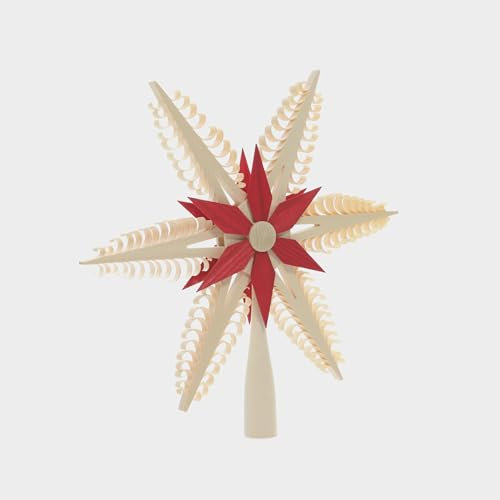 Rudolphs Schatzkiste Baumschmuck Christbaumspitze Mittig Stern Rot (Beidseitig) BxHxT=24x24x2cm NEU Weihnachten Christbaum Baum Spitze Holzschmuck Holz Seiffen Erzgebirge Dekoration