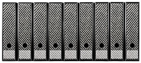 codiarts. Ordnerrücken selbstklebend | Etiketten Set für 9 breite Ordner | gestantzt mit Griffloch | Rückenschild breit | Textile Mustermotiv quergestreift grau