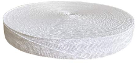 QIANF White Herringbone Twill Tape Ribbon 100% Cotton Ribbon for Sewing 1 1/2 Wide 50 Yard Roll (1 1/2-50Yard, White)