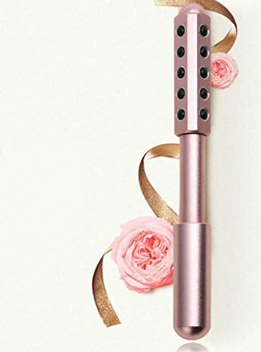 JIUJ Radiance Roller - Rullo di bellezza per massaggio viso, occhi/corpo, con pietra di germanio, strumento per rassodare, sgonfiare, anti-invecchiamento e sollievo dalla tensione (rosa)