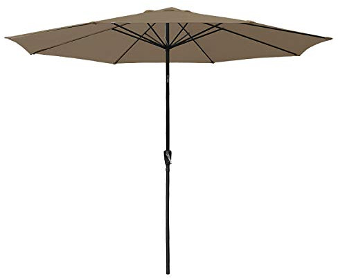 Parasol Droit HAPUNA Rond 3,30 m de diamètre Taupe avec manivelle. Parasol Droit inclinable.