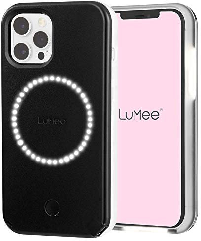 Case-Mate LuMee Halo Light Up Selfie Case for iPhone 12 and iPhone 12 Pro (5G) - Front & Rear Illumination - 6.1 inch,Thermoplastic Polyurethane,Wireless Charging Compatible - Matte Black