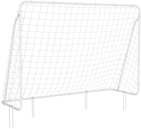 Songmics Fotbollsmål för barn, fotbollsnät, snabb montering, för trädgård, gård, park, strand, järnrör, nät av PE, 215 x 76 x 150 cm, vit SZQ215W01