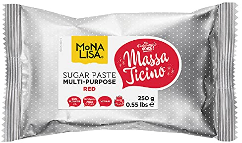 Massa Ticino Mona Lisa Zuckerpaste für Kuchen, 250 g, Rot