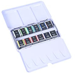 Etchr : Pearlescent Watercolour Paint : Half Pan : Set of 12 Versatile