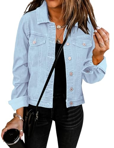 Vetinee Spring Jackets for Women Uk Women's Summer Jacket Azure Mood Size Large Fits UK Size 16 to UK Size 18