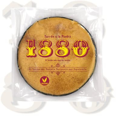1880 - Torta Turrón A la Piedra, Producto Artesano y Tradicional Rilsan, Con Almendra Tostada y Aroma de Canela, Calidad Suprema, 250 gramos | Elaborado con almendra tostada y canela, hecho en España, ideal para regalar, para compartir o como capricho, dulce navideño