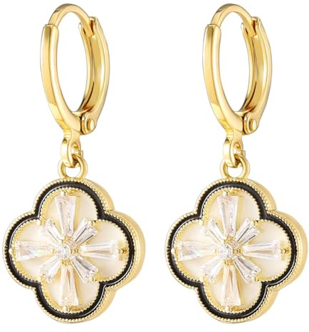 Emibele Ohrringe Damen, Vergoldetes Metall Ohrringe mit 925 Sterling Silber Nadeln, Kubik Zirkonia Messing Klein Bienen & Honigwabe Ohrhänger Damenohrringe mit Zirkonia für Damen Frauen Mädchen