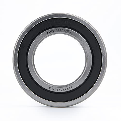XiKe 1 Stück Kugellager 6213-2RS 65x120x23 mm - Chromstahl und Gummi Doppeldichtung (2RS) - Werkseitig vorgeschmiert.