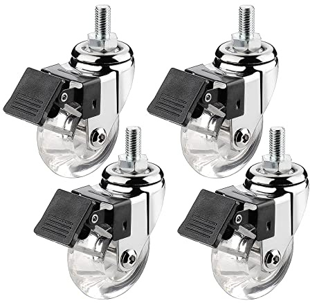 Lenkrollen 50mm, Gewindestange M8*15mm, M10*15mm, 4 Transportrollen Mit Bremse, Schwerlast Schwenkrollen Für Möbel, Trolley-räder Mit PU Gummi