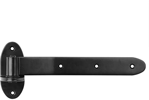 MOUNTAIN_ARK 4 Pack 12 Black Strap Gate Hinges, Heavy Duty T Shape Cranked Band Lift Off Door Hinge for Shed Barn Fence with Removeable Pin, 3/16 Thick