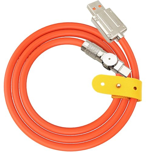 CTRICALVER USB C Cavo, Gomito in lega di zinco ricarica rapida rotante a 180°, Type-c, Ricarica Super Veloce da 60 W, Con Caratteristiche Trasferimento Dati (arancione 1 m)