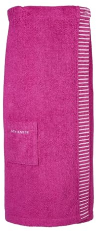 Schiesser Saunakilt Damen | 100% Baumwolle | 36-42 | dreifache Weitenregulierung | Eingrifftasche mit Logostickerei | weich & saugstark | OEKO-TEX® MADE IN GREEN