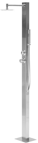 Beliani Freistehende Gartendusche Kunststoff Silber Regendusche mit Handbrause Olzai