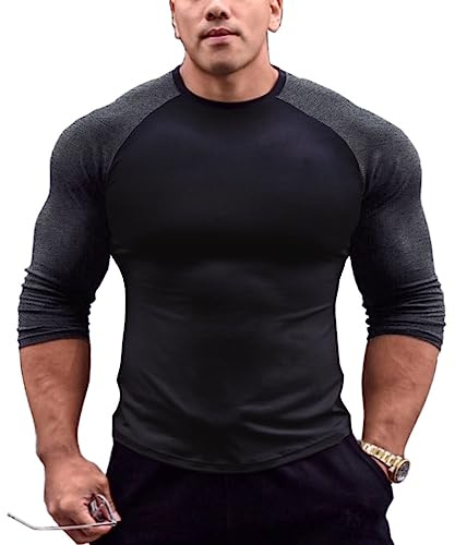 Herren Muskeln Raglan schneiden T-Shirts mit 3/4 Hülse Fitness Trainiert T-Shirt
