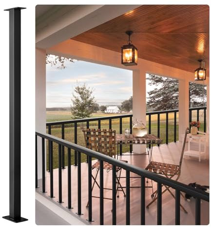 VEVOR Cable Railing Post, 36 x 1.5 x 1.5 Steel Level Deck Railing Post Without Holes, SUS304 Stainless Steel Cable Rail Post, Stair Handrail Post for DIY, 1-Pack, Black