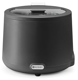 HENDI Marmite à Soupe Électrique UNIQ, 8L, Noir | Aluminium, acier inoxydable, PP et verre trempé, 220–240V/500W, 35–85°C, ⌀365x(H)325mm
